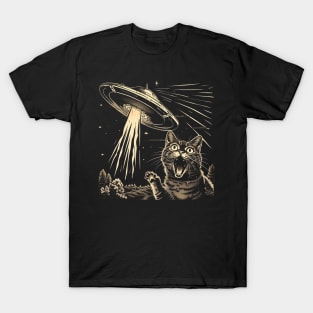 Shocked Cat and UFO Invasion T-Shirt